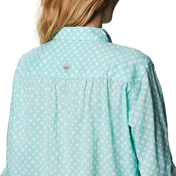 🆕Columbia Women's Slack Water Woven LS Shirt, Gulf Stream Lattice Print, NWT - Picture 5 of 5